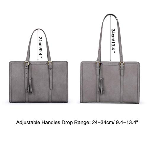 ECOSUSI Laptop Bag For Women 15.6 Inch Work Tote Bags PU Leather Computer Purse For Business Office With 3 Layer Compartments - Image 4