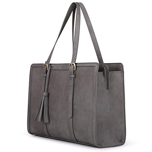 ECOSUSI Laptop Bag For Women 15.6 Inch Work Tote Bags PU Leather Computer Purse For Business Office With 3 Layer Compartments - Image 1