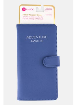 Miamica Printed Leather Family Passport Case 26 H x 14 L x 2 W cm , Slate Blue  - Image 1