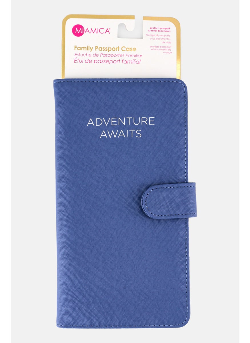 Miamica Printed Leather Family Passport Case 26 H x 14 L x 2 W cm , Slate Blue  - Image 1