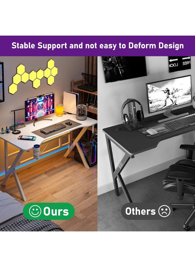 ZUIHAO ZUIHAO Gaming Desk 110cm Carbon Fiber Computer Table Workstation with K Shape Metal Frame Gamer Writing Table White 110 X52 X 75cm - Image 5