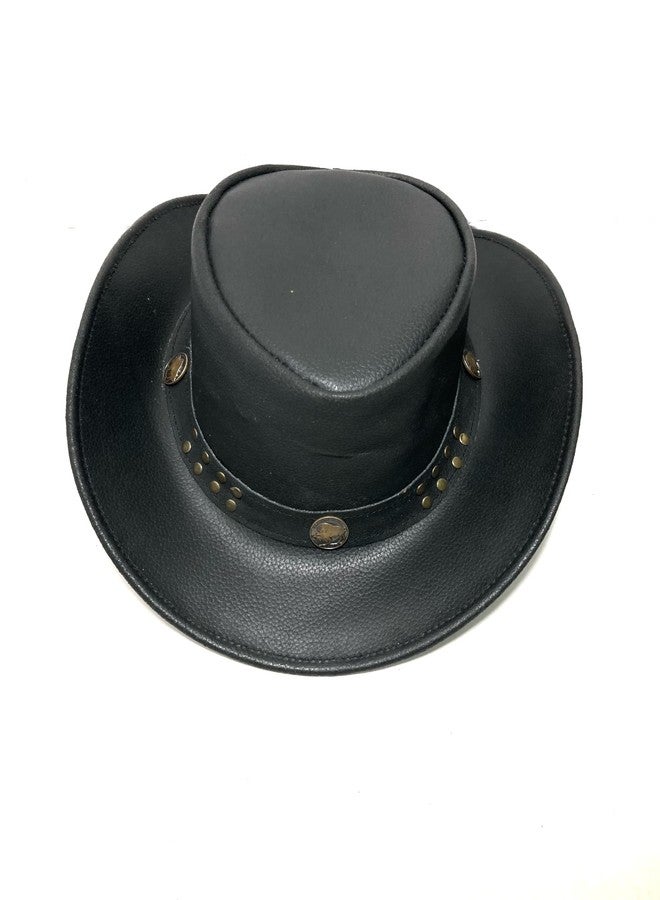 SHAMROCK Leather Cowboy Hat for Men Women Lightweight Handcrafted Western Shapeable Wide Brim | Western Hats for Men (US, Alpha, Large, Black) - Image 3