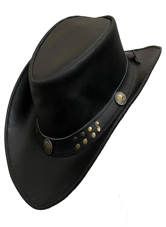 SHAMROCK Leather Cowboy Hat for Men Women Lightweight Handcrafted Western Shapeable Wide Brim | Western Hats for Men (US, Alpha, Large, Black) - Image 2