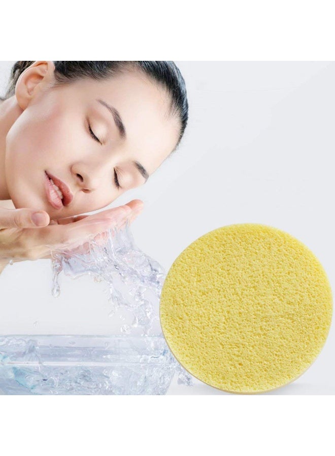 Tegelrying Facial Sponge Compressed,120 Count PVA Professional Makeup Removal Round Face Wash Sponges Spa Pads Exfoliating Cleansing for Women,Yellow - Image 2