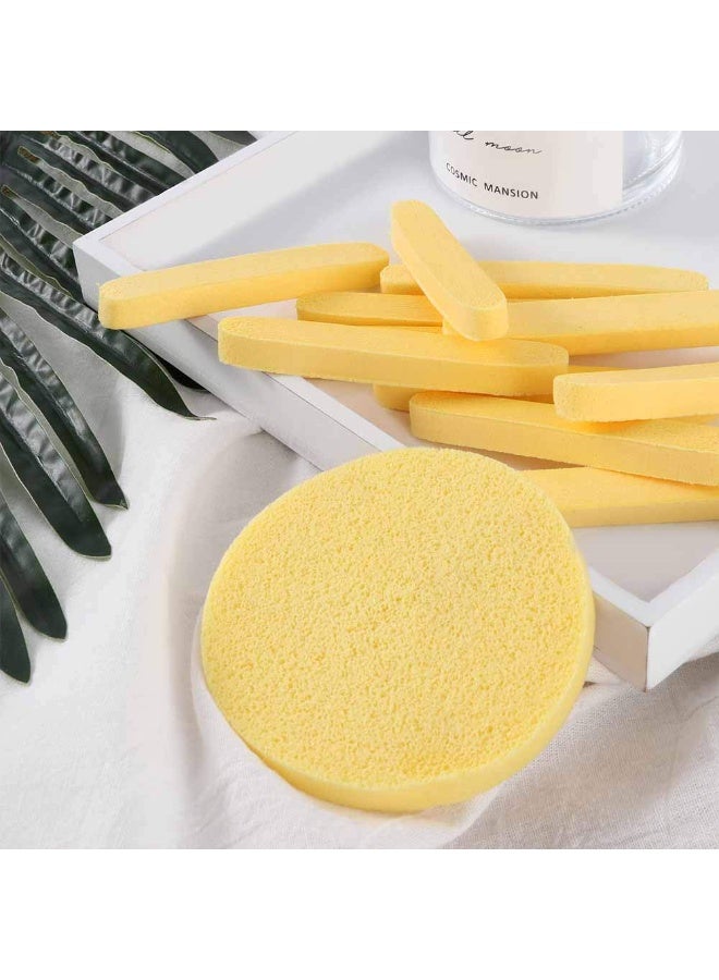 Tegelrying Facial Sponge Compressed,120 Count PVA Professional Makeup Removal Round Face Wash Sponges Spa Pads Exfoliating Cleansing for Women,Yellow - Image 3