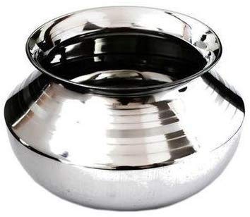 RJ kitchenware Store Degchi bhgona/bhagoni Milk Pot/Handi Stainless Steel Heavy Base Degchi for Home and Kitchen Cooking Bhagona Multipurpose Use Steel Handi (5 Litter)