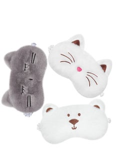 Set of 3 Cute Animal Eye Masks for Sleep, Soft and Adjustable Blindfolds for Adults and Kids, Perfect for Travel and Relaxation