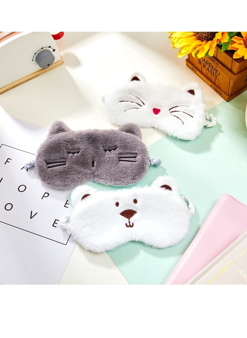 Generic - Set of 3 Cute Animal Eye Masks for Sleep, Soft and Adjustable Blindfolds for Adults and Kids, Perfect for Travel and Relaxation - Image 1
