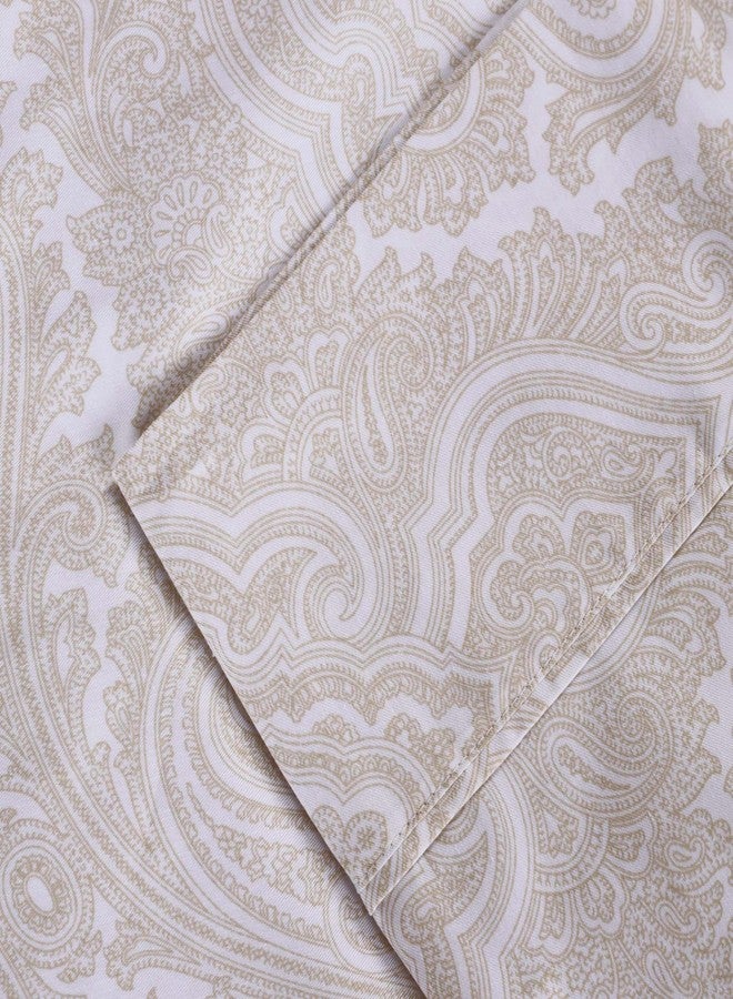 Superior 600 Thread Count Cotton Blend Bed Sheet Set, Italian Paisley Design, Includes 1 Fully Elastic Deep Pocket Fitted Sheet, 1 Flat Sheet, 2 Pillowcases, Sateen Weave, Full, White - Image 4