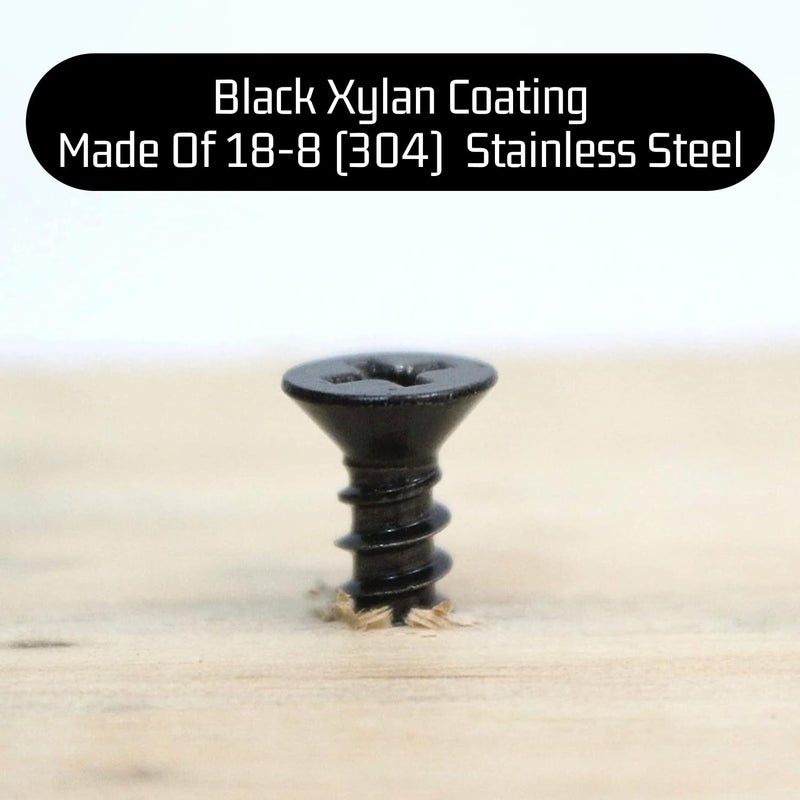 Bolt Dropper #6 x 1/2 Inch Wood Screws, Pack of 100 - Black Xylan Coated Stainless Steel Flat Head Phillips Screw - Corrosion Resistant for Wood, Drywall Applications, and Outdoor Use - Image 4