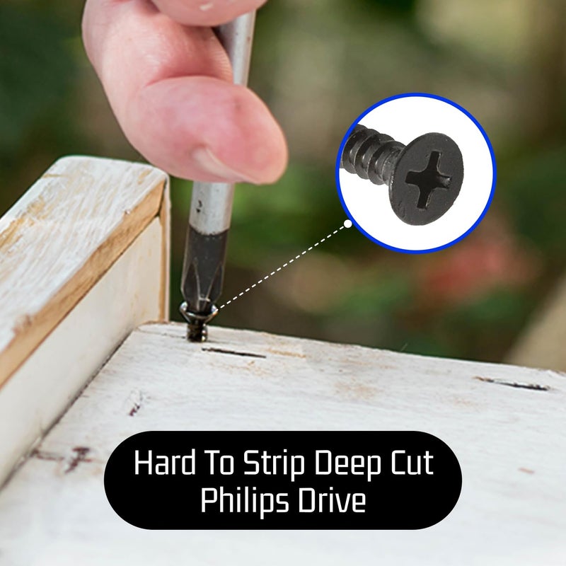Bolt Dropper #6 x 1/2 Inch Wood Screws, Pack of 100 - Black Xylan Coated Stainless Steel Flat Head Phillips Screw - Corrosion Resistant for Wood, Drywall Applications, and Outdoor Use - Image 5