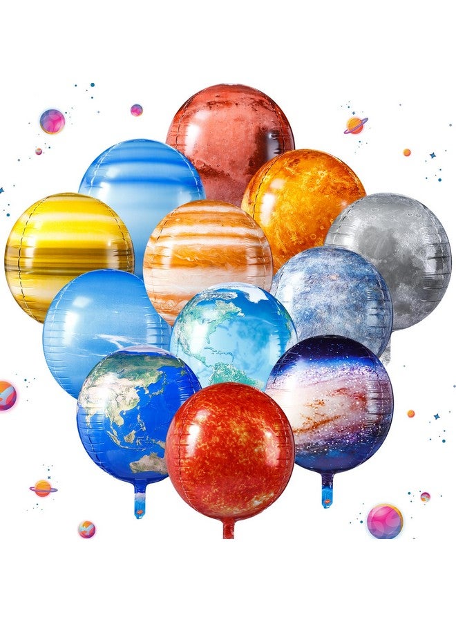 Poen بالونات فضاء 12 قطعة 22 بوصة كبيرة 4d كوكب مجرة بالونات خريطة العالم الكرة الأرضية قابلة للنفخ زينة حفلات الفضاء لموضوع السفر عيد ميلاد يوم الأرض (كوكب) - Image 1