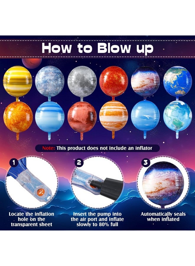 Poen بالونات فضاء 12 قطعة 22 بوصة كبيرة 4d كوكب مجرة بالونات خريطة العالم الكرة الأرضية قابلة للنفخ زينة حفلات الفضاء لموضوع السفر عيد ميلاد يوم الأرض (كوكب) - Image 4