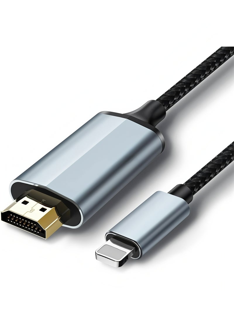أبلينم محول Lightning إلى HDMI، كابل HDMI من iPhone إلى التلفزيون متوافق مع iPhone 14 و13 و12 و11 ومخرج YouTube إلى التلفزيون بشاشة عالية الدقة 1080 بكسل، ومزامنة الفيديو والصوت، فقط قم بالتوصيل والتشغيل - Image 1
