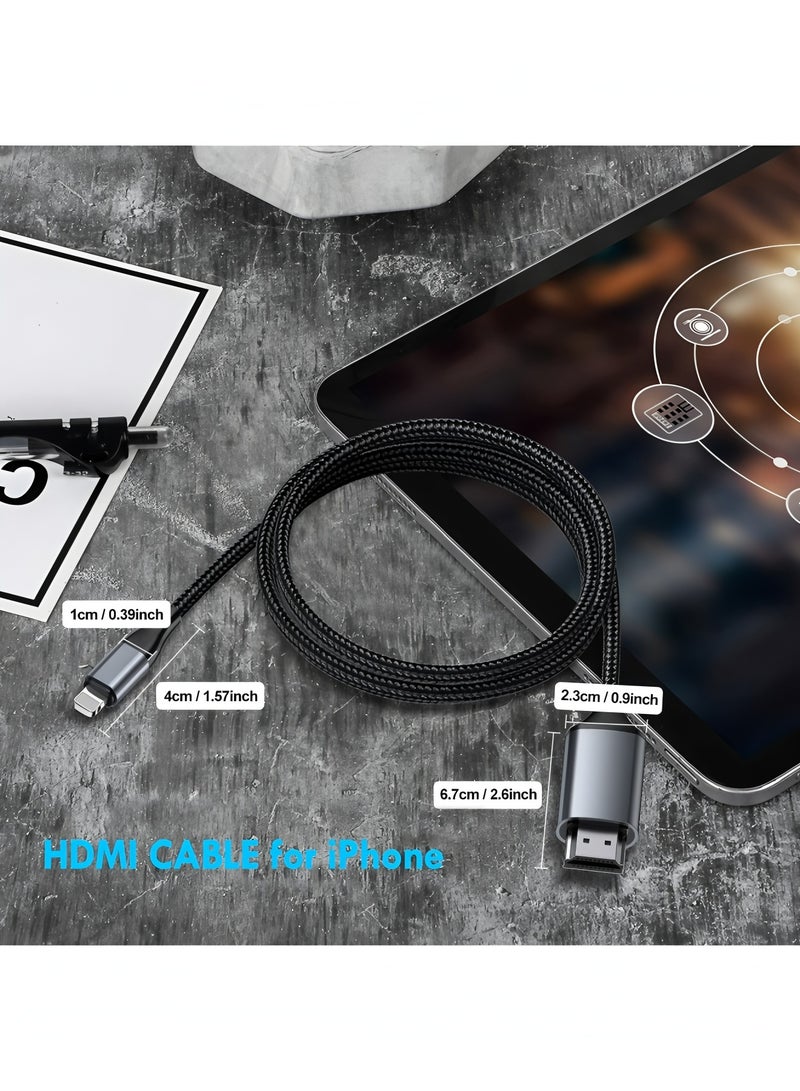 أبلينم محول Lightning إلى HDMI، كابل HDMI من iPhone إلى التلفزيون متوافق مع iPhone 14 و13 و12 و11 ومخرج YouTube إلى التلفزيون بشاشة عالية الدقة 1080 بكسل، ومزامنة الفيديو والصوت، فقط قم بالتوصيل والتشغيل - Image 2
