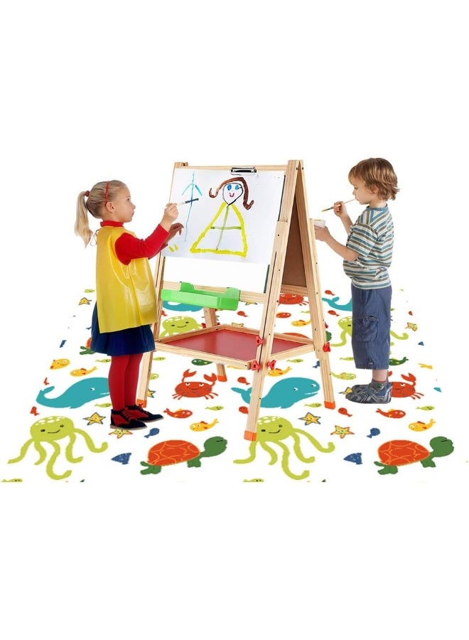 WOMUMON Splat Mat for Under High Chair/Arts/Crafts, Wo Baby Reusable Waterproof Anti-slip Floor Splash Mat, Portable Play Mat and Table Cover (51", Seaworld) - Image 5