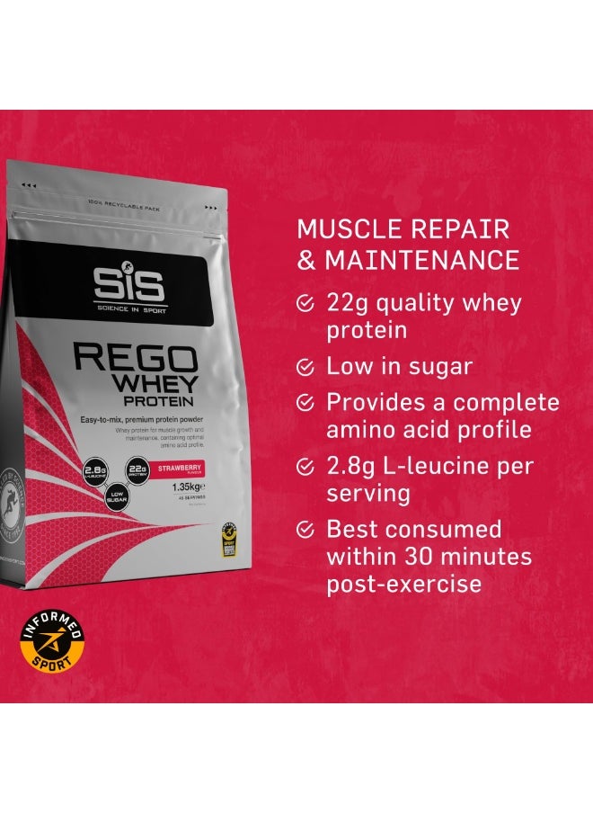 SIS REGO Whey Protein | Easy-to-mix, premium protein powder, whey protein for muscle growth and maintenance, containing optimal amino acid profile, 2.8G L-LEUCINE, 22G PROTEIN, LOW SUGAR | Strawberry Flavour, 1.35kg, 45 Servings  - Image 3
