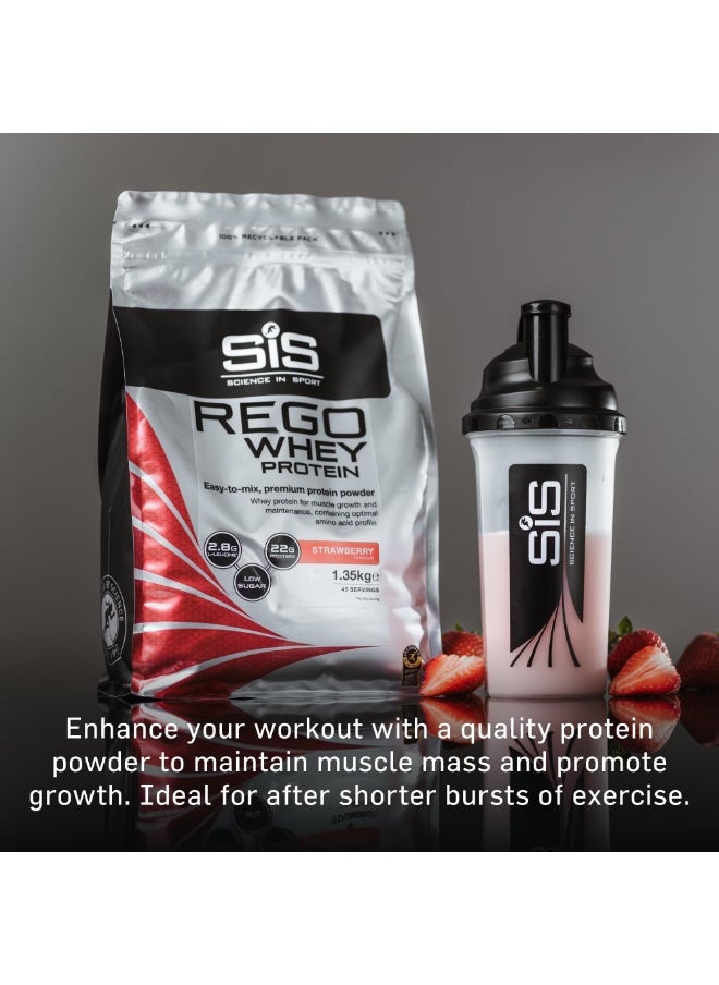 SIS REGO Whey Protein | Easy-to-mix, premium protein powder, whey protein for muscle growth and maintenance, containing optimal amino acid profile, 2.8G L-LEUCINE, 22G PROTEIN, LOW SUGAR | Strawberry Flavour, 1.35kg, 45 Servings  - Image 2
