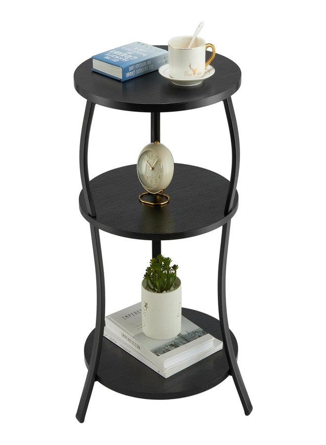 YEAKOO Vintage Round End Table, 3-Tier Side Table Round Bedside Table, 40x40x61CM Round Table, Sofa Side Table,Round Nightstand Modern Coffee End Table for Living Room, Bedroom - Image 1