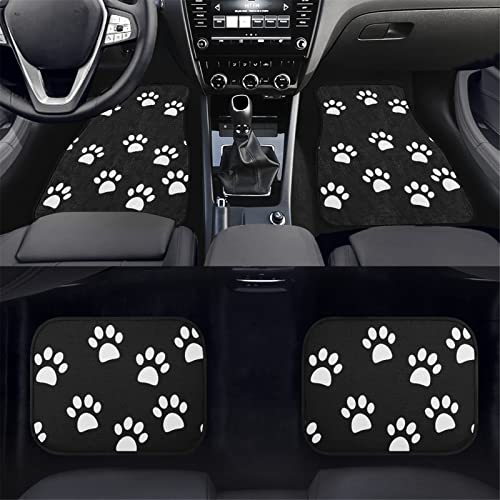 Forchrinse White Paws Print Heavy Duty Car Floor Mats Full Set Front & Rear Auto Carpet Floor Mats Universal Fit,4pcs - Image 2