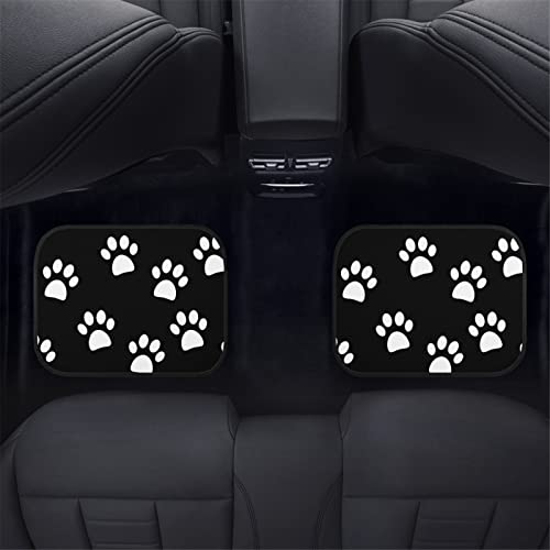 Forchrinse White Paws Print Heavy Duty Car Floor Mats Full Set Front & Rear Auto Carpet Floor Mats Universal Fit,4pcs - Image 4