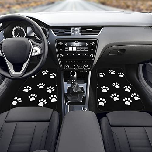 Forchrinse White Paws Print Heavy Duty Car Floor Mats Full Set Front & Rear Auto Carpet Floor Mats Universal Fit,4pcs - Image 3