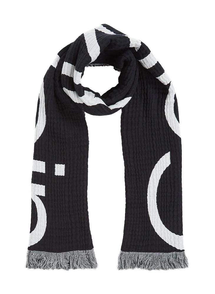 CALVIN KLEIN Logo 2-Tones Cotton Gauge Scarf