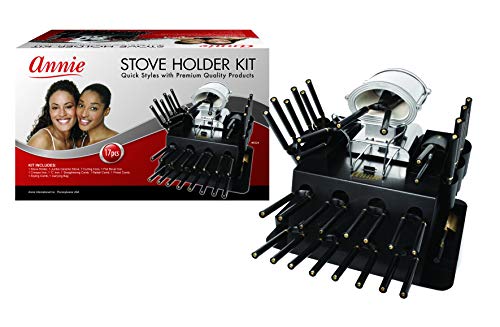 Annie Professional Thermal Curling Iron Holder Kit, 17-Piece Ceramic Stove Set, High-Heat Salon Curling Iron & Hot Tool Station, 825F, Black, Jumbo - Image 1