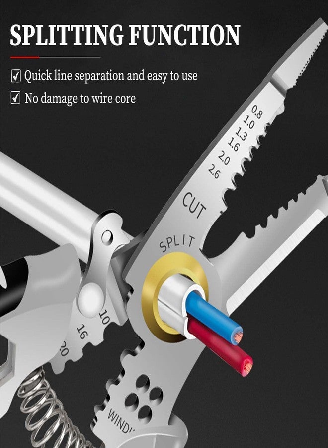 SHREESAMP Wire Stripping Tool Portable Cable Cutter Electricians for Crimping Cutting Pliers with Wrench Function Self Locking Button Wire Stripper Heavy Duty Multi-Purpose Electrical Wire - Image 4