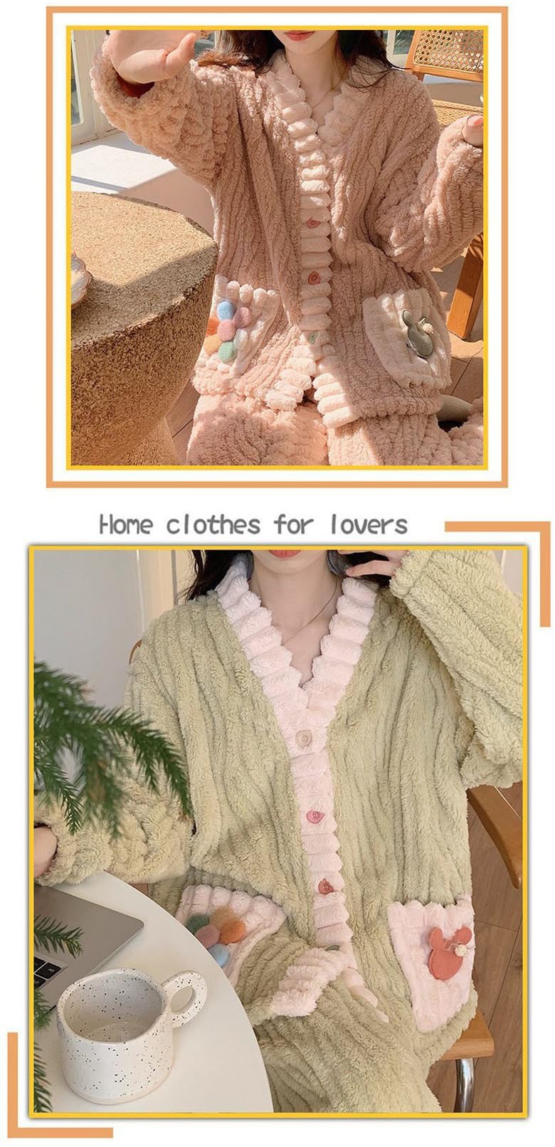 Ukal Women's Fashion Wool Blend & Fleece Fur, core Velvet Full Length Winter Nightwear Pyjama and top Set Women Night Suit Set (Plus Size, Green, M) - Image 4