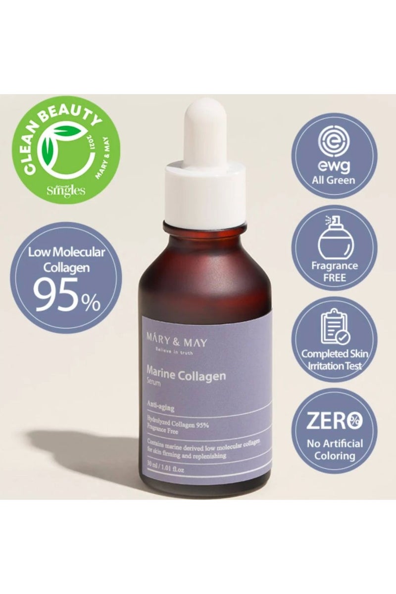 MARY & MAY Máry & May Marine Collagen Serum - Anti-Aging for All Skin Types 30ml - Image 4
