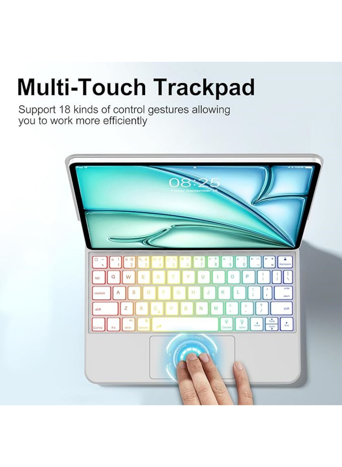 Rock Pow iPad Arabic English Magic Keyboard Case For 11th Gen 11inch /10th Gen 10.9 Inch