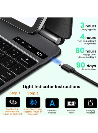 Arabic English Magic Keyboard Case for iPad (A16) 11th 11 inch 2025/Keyboard Case for iPad 10th 10.9 inch 2022 with Magnetic Back Cover Smart Trackpad Backlit Keyboard for 2025 (A3354 A3355 A3356)/2022(A2696 A2757 A2777) - view 4