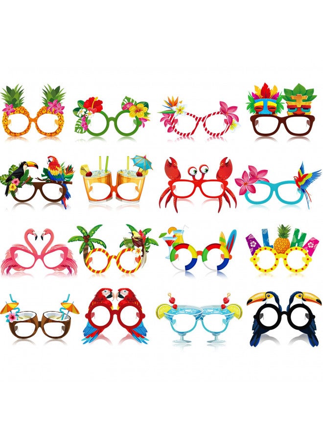 Vinsot 32 Packs Luau Party Glasses Hawaiian Funny Sunglasses Paper Glasses Frame Tropical Fancy Dress Props Photo Booth Props for Summer Party Supplies Kids Beach Themed Party Favors  - Image 1