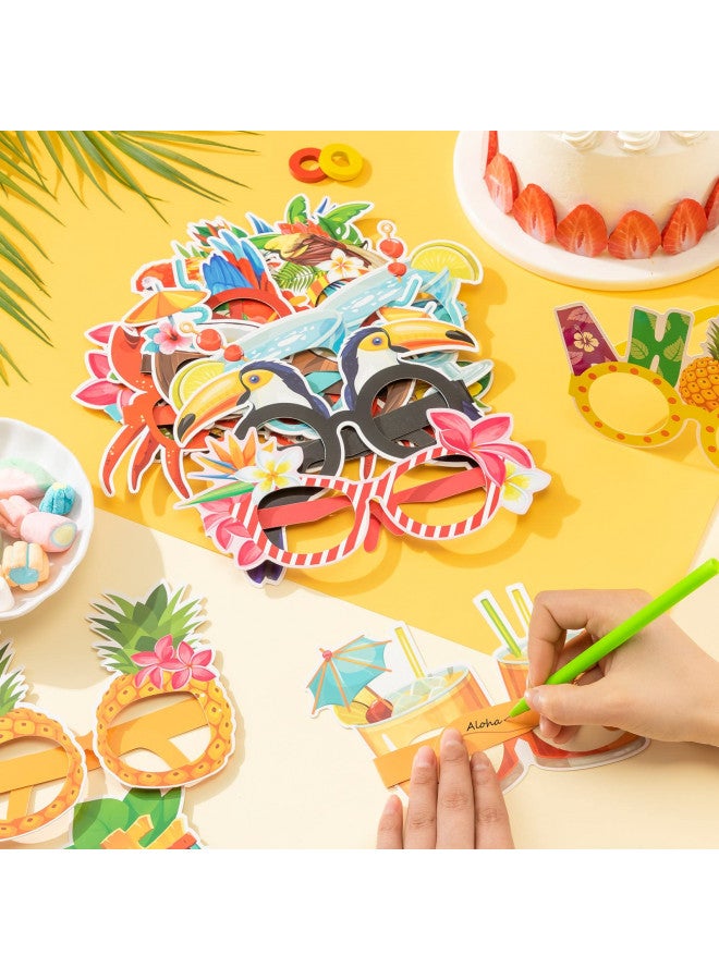 Vinsot 32 Packs Luau Party Glasses Hawaiian Funny Sunglasses Paper Glasses Frame Tropical Fancy Dress Props Photo Booth Props for Summer Party Supplies Kids Beach Themed Party Favors  - Image 4