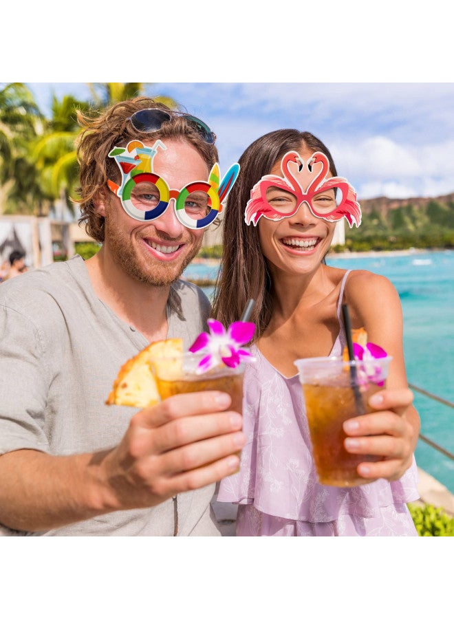 Vinsot 32 Packs Luau Party Glasses Hawaiian Funny Sunglasses Paper Glasses Frame Tropical Fancy Dress Props Photo Booth Props for Summer Party Supplies Kids Beach Themed Party Favors  - Image 5