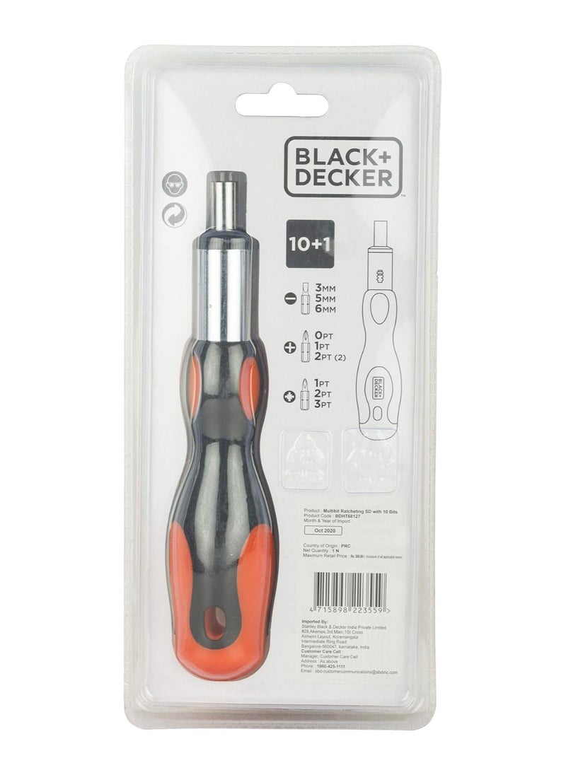 BLACK+DECKER - Black+Decker multi use screwdriver set with ten pieces of different sizes - BDHT68127 - Image 1