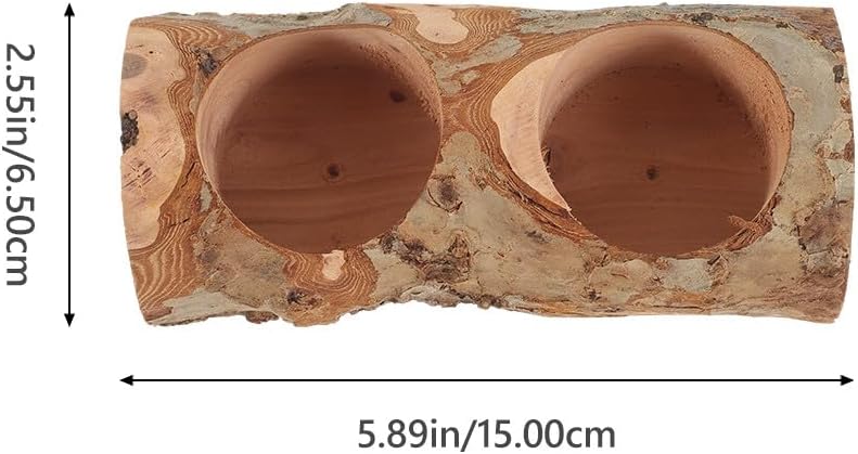 VOSAREA Wooden Hamster Feeding Bowl Double Slot Small Pet Food Dish Wear-Resistant Feeder for Chinchillas Hedgehogs and Guinea Pigs Cage Accessory - Image 2
