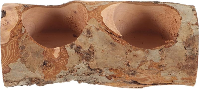 VOSAREA Wooden Hamster Feeding Bowl Double Slot Small Pet Food Dish Wear-Resistant Feeder for Chinchillas Hedgehogs and Guinea Pigs Cage Accessory - Image 1