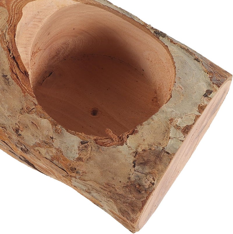 VOSAREA Wooden Hamster Feeding Bowl Double Slot Small Pet Food Dish Wear-Resistant Feeder for Chinchillas Hedgehogs and Guinea Pigs Cage Accessory - Image 3