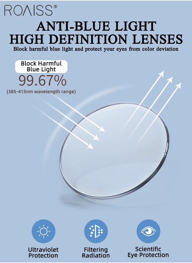 roaiss - Women's Blue Light Blocking Glasses Anti UV and Glare Blue Light Filter Computer Glasses Cat Eye Photochromic Glasses Anti Eyestrain Headache Eyewear Pink Gold 52mm - Image 1