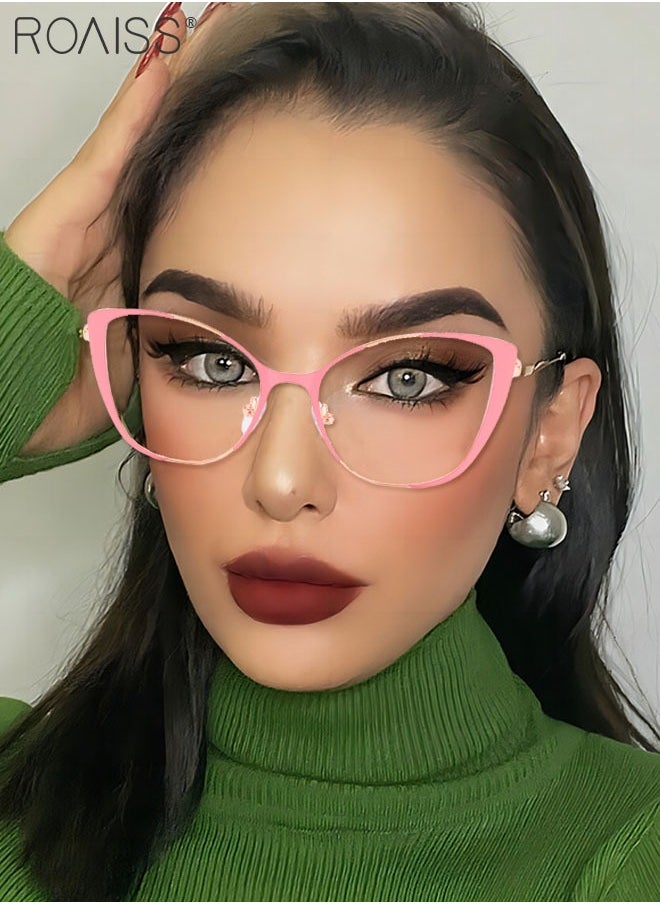 roaiss - Women's Blue Light Blocking Glasses Anti UV and Glare Blue Light Filter Computer Glasses Cat Eye Photochromic Glasses Anti Eyestrain Headache Eyewear Pink Gold 52mm - Image 1