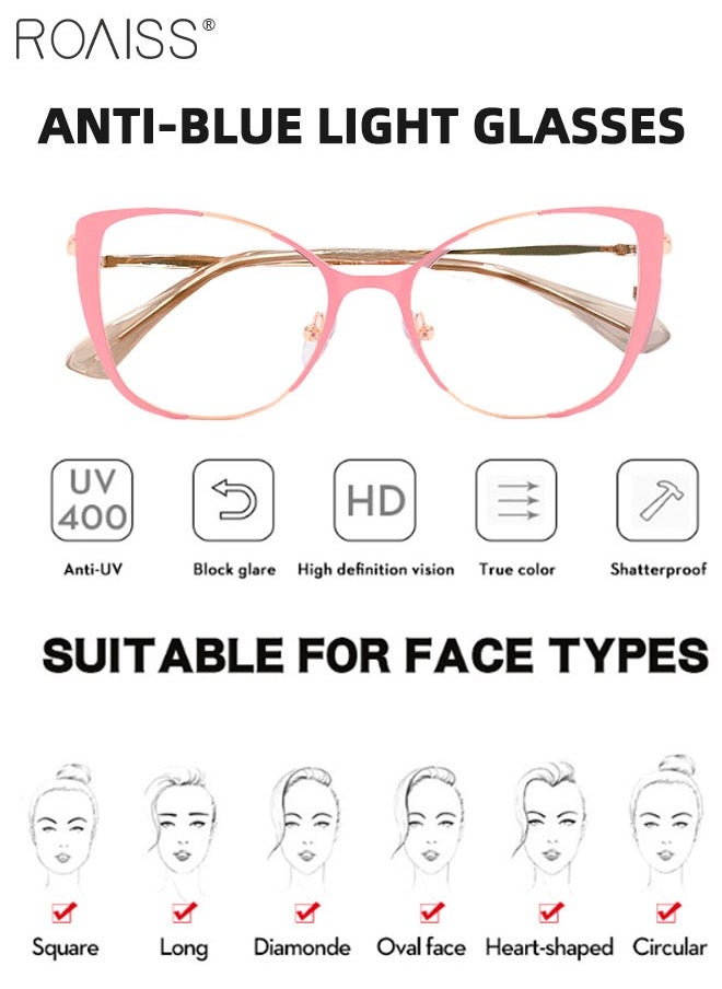 roaiss - Women's Blue Light Blocking Glasses Anti UV and Glare Blue Light Filter Computer Glasses Cat Eye Photochromic Glasses Anti Eyestrain Headache Eyewear Pink Gold 52mm - Image 1