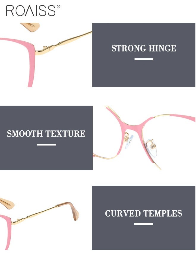roaiss - Women's Blue Light Blocking Glasses Anti UV and Glare Blue Light Filter Computer Glasses Cat Eye Photochromic Glasses Anti Eyestrain Headache Eyewear Pink Gold 52mm - Image 1