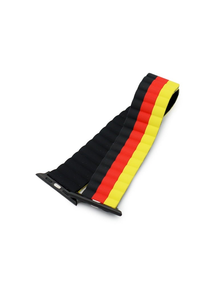 UNIQ Apple Watch Strap 45MM Reversible Magnetic Silicone Straps Red, Black & Yellow - Image 3