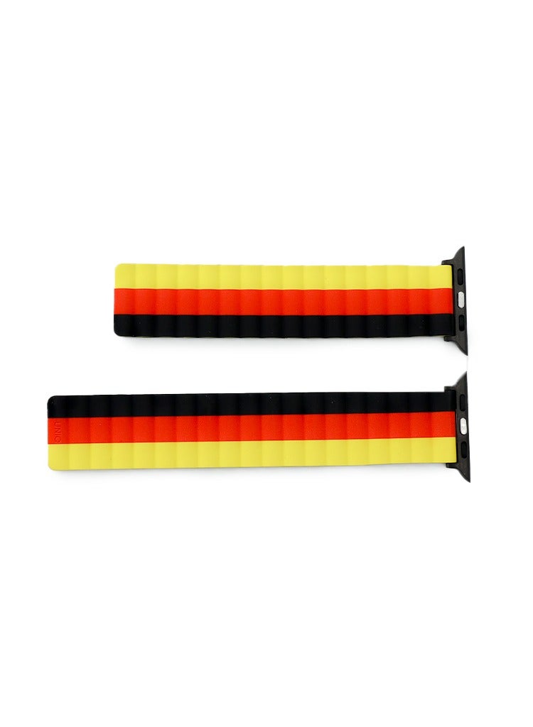 UNIQ Apple Watch Strap 45MM Reversible Magnetic Silicone Straps Red, Black & Yellow - Image 2