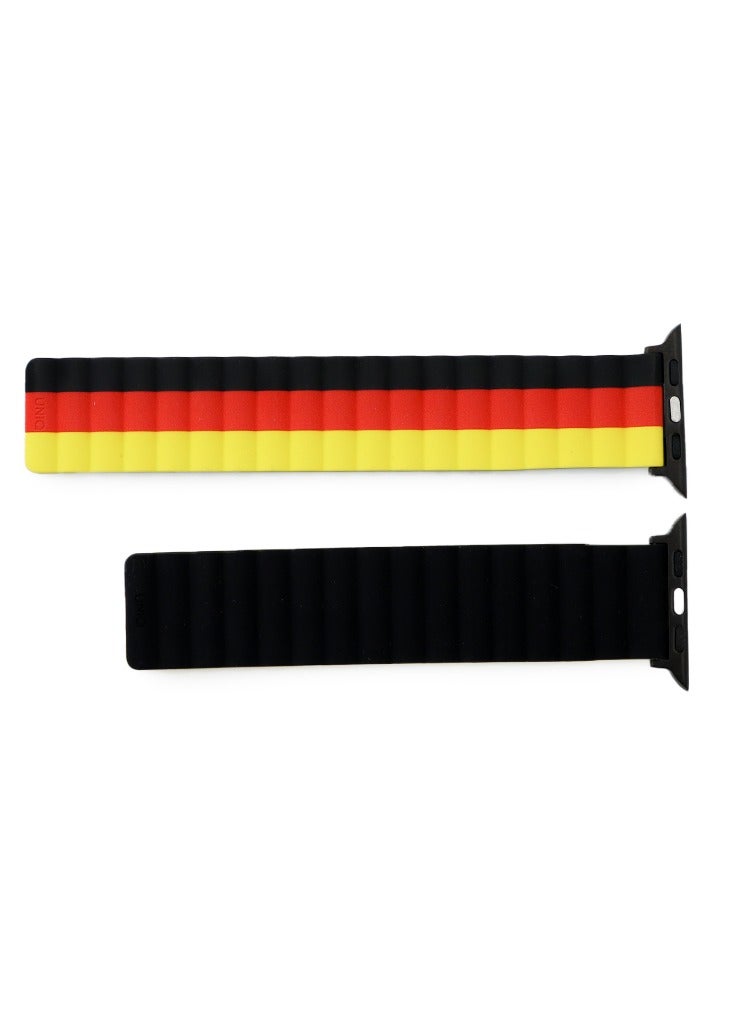 UNIQ Apple Watch Strap 45MM Reversible Magnetic Silicone Straps Red, Black & Yellow - Image 4