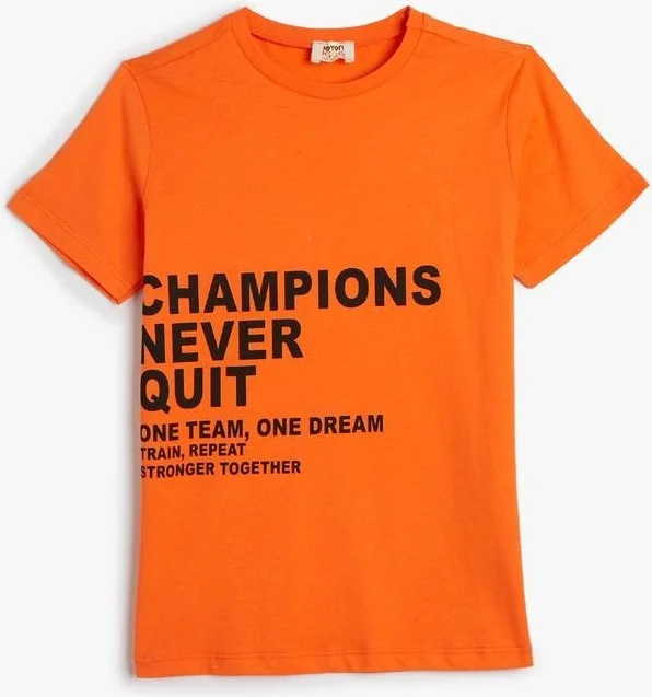 كوتون Boy's T-Shirt Short Sleeve Slogan Printed Cotton