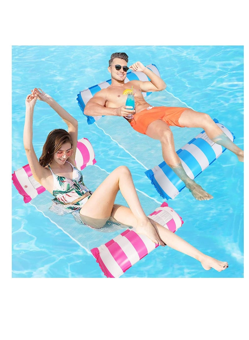 واي آند دي أرجوحة عائمة لحمام السباحة ، عبوتان باللونين الوردي والأزرق الفاتح 4 في 1 متعددة الأغراض قابلة للنفخ الفناء الخلفي للسباحة كرسي سرج للكبار والأطفال - Image 1