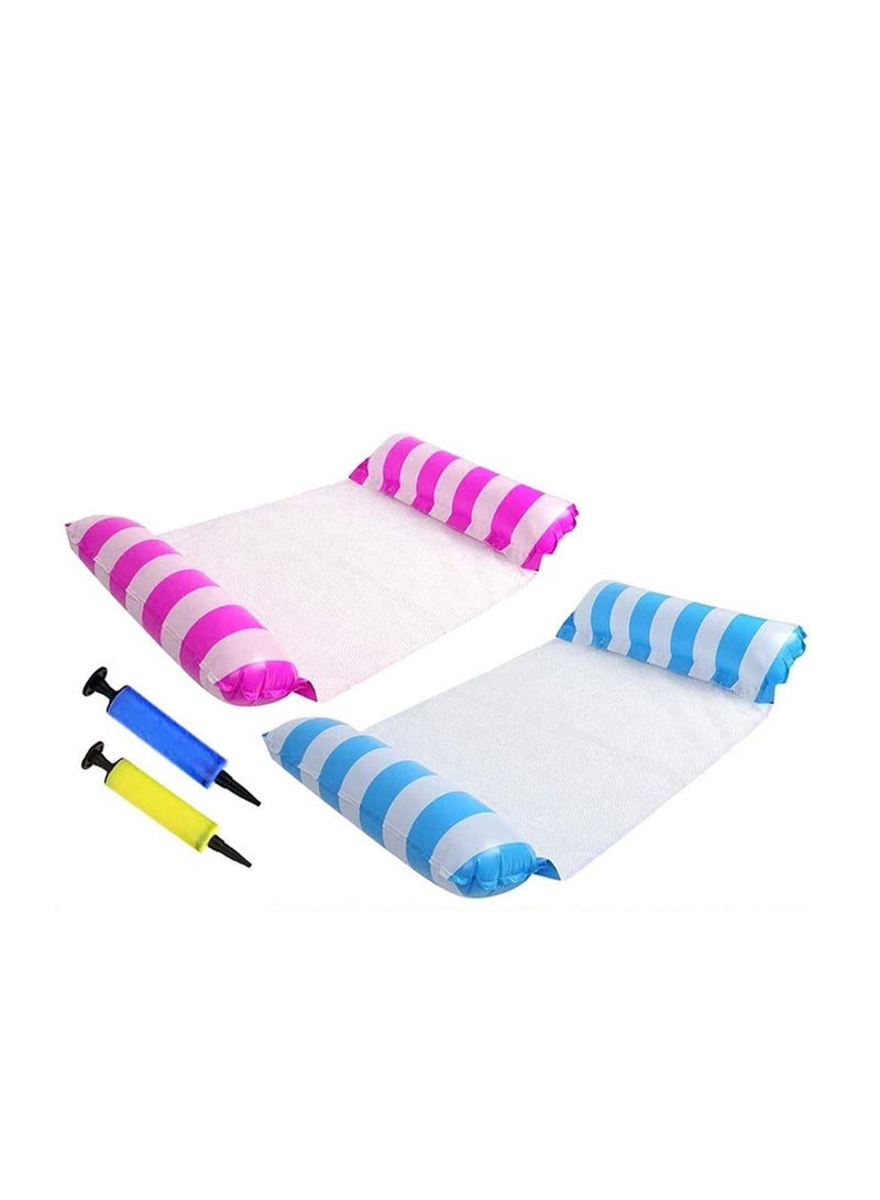 واي آند دي أرجوحة عائمة لحمام السباحة ، عبوتان باللونين الوردي والأزرق الفاتح 4 في 1 متعددة الأغراض قابلة للنفخ الفناء الخلفي للسباحة كرسي سرج للكبار والأطفال - Image 2